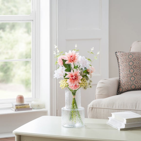 Artificial Large Peach Dahlia & Berry Bouquet