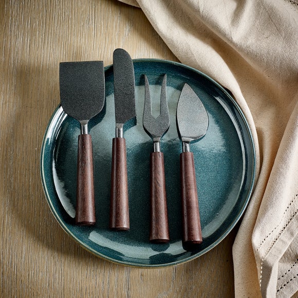 Montreal Set of 4 Wooden Handled Cheese Knife Serving Set
