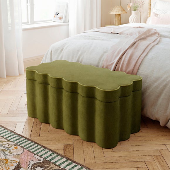 Wavie Velvet Storage Ottoman