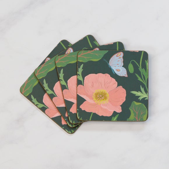 Set of 4 Floral & Butterfly Coasters