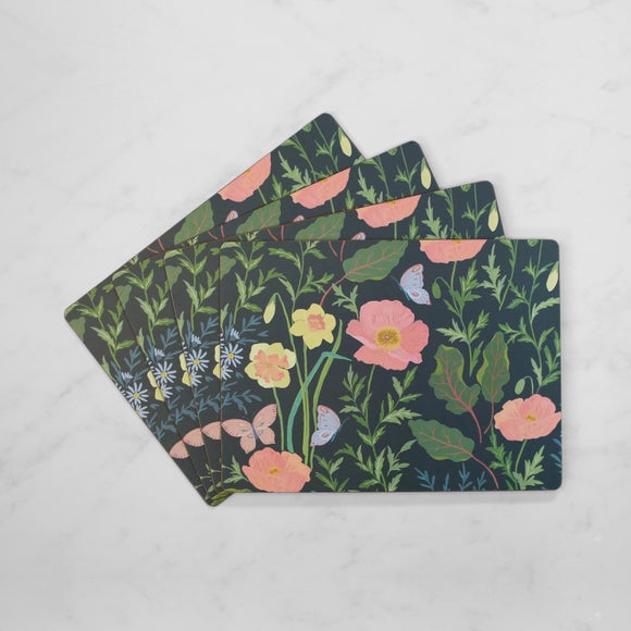 Set of 4 Floral & Butterfly Placemats
