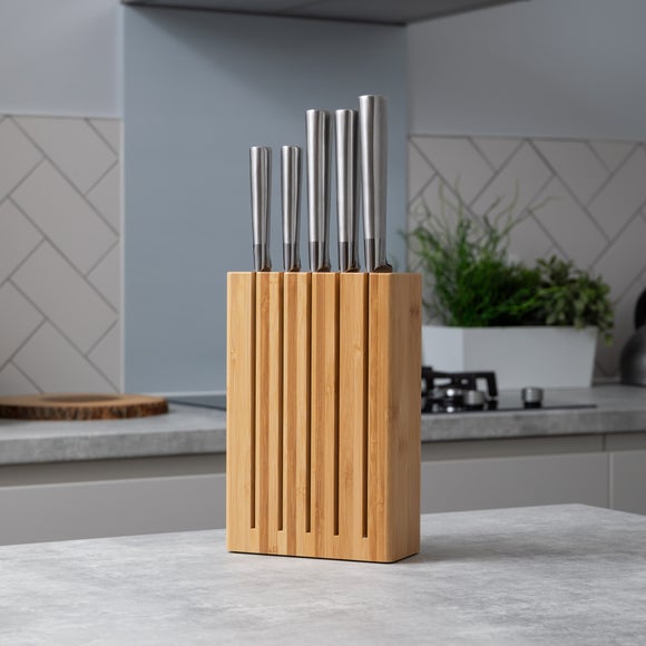 Set of 5 Stainless Steel Knives and Knife Block
