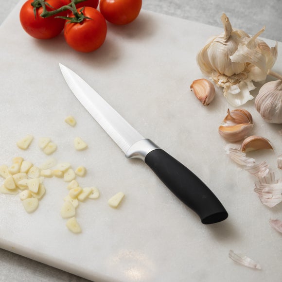 Modern Black Fine Edged Stainless Steel Utility Knife, 5 inch