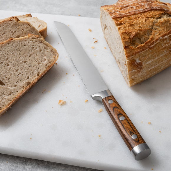 Wood Effect Riveted Bread Knife, 8 inch