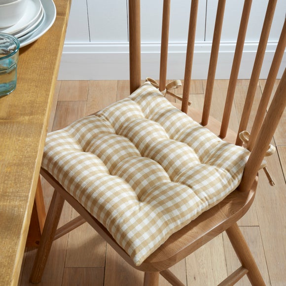 Gingham Checked Cotton Square Seat Pad