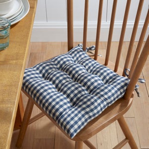 Gingham Checked Cotton Square Seat Pad