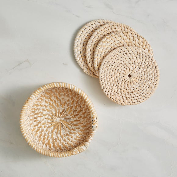 Churchgate Set of 4 Woven Coasters in Holder