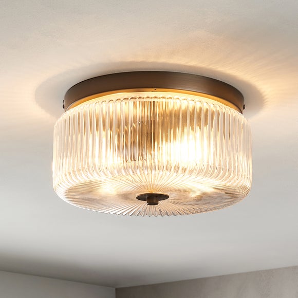 Tobias Ribbed Bathroom Flush Ceiling Light