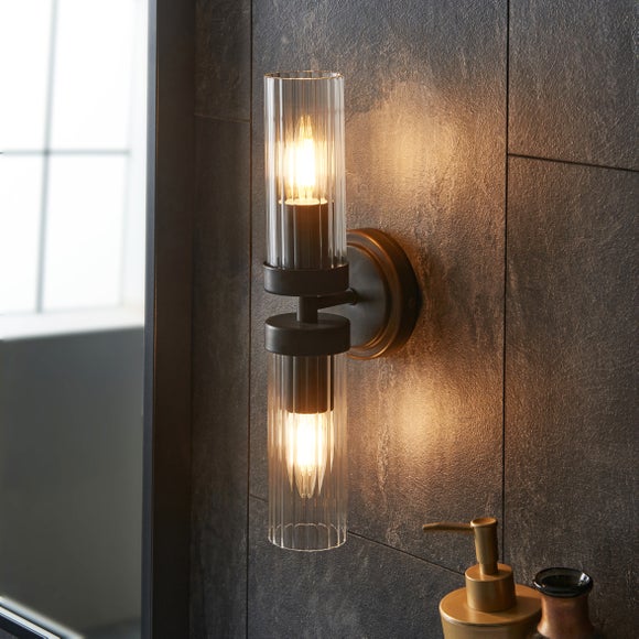 View Alyn Ribbed 2 Light Bathroom Wall Light View Alyn Ribbed 2 Light Bathroom Wall Light