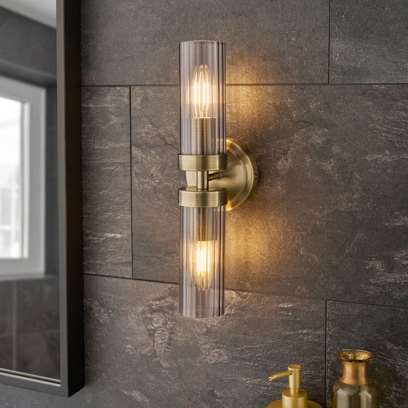 View Alyn Ribbed 2 Light Bathroom Wall Light View Alyn Ribbed 2 Light Bathroom Wall Light
