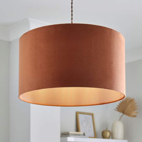 Ticking Stripe Velvet Drum Lamp Shade