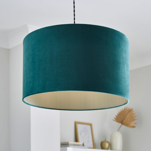 Ticking Stripe Velvet Drum Lamp Shade