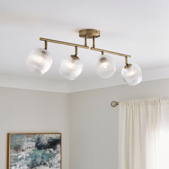 Cassia Ribbed 4 Light Adjustable Semi Flush Spotlight