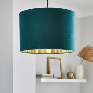 Ticking Stripe Velvet Drum Lamp Shade