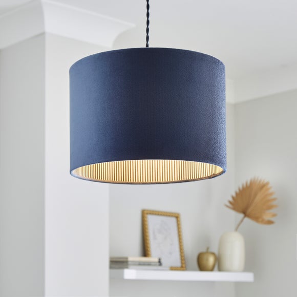 Ticking Stripe Velvet Drum Lamp Shade