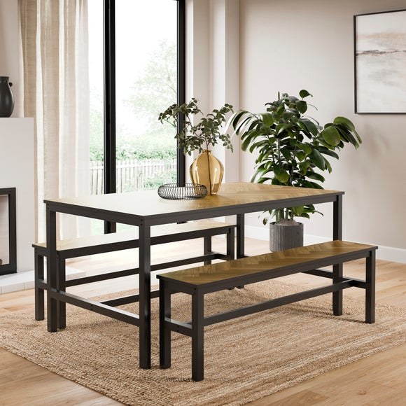 View Fulton 6 Seater Rectangular Dining Table With 2 Benches View Fulton 6 Seater Rectangular Dining Table With 2 Benches