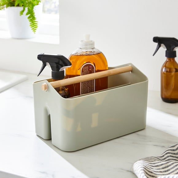 View Cleaning Caddy With Bamboo Handle View Cleaning Caddy With Bamboo Handle