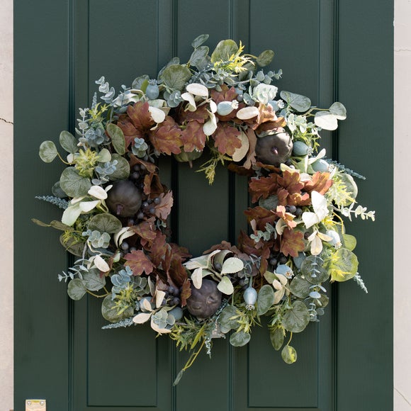 Click to view product details and reviews for Artificial Premium Pumpkin Wreath.