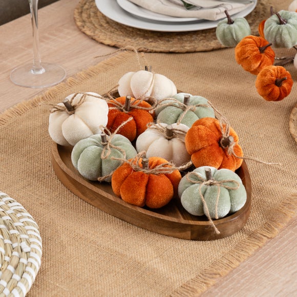 Click to view product details and reviews for Set Of 9 Velvet Pumpkins.