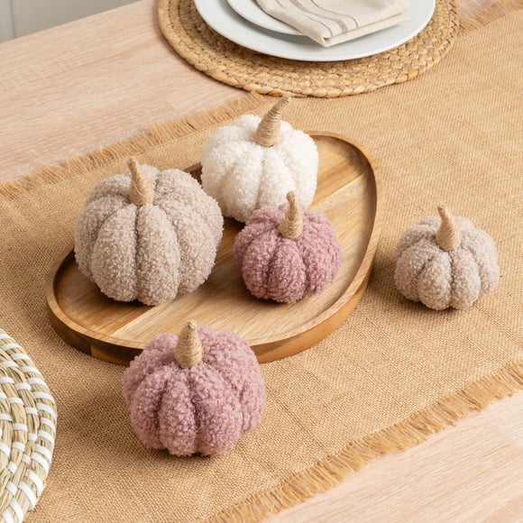 Click to view product details and reviews for Set Of 5 Boucle Pumpkins.