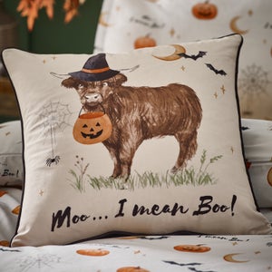 Catherine Lansfield Halloween Highland Cow Square Cushion