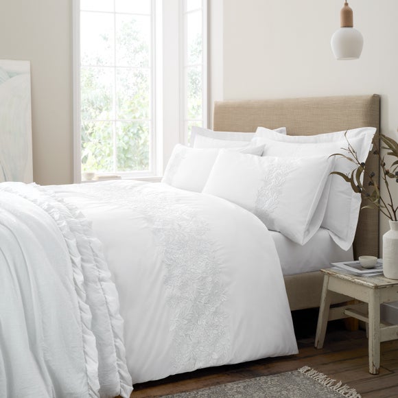Click to view product details and reviews for Bianca Floral Embroidery 200 Thread Count 100 Cotton Duvet Cover Pillowcase Set.