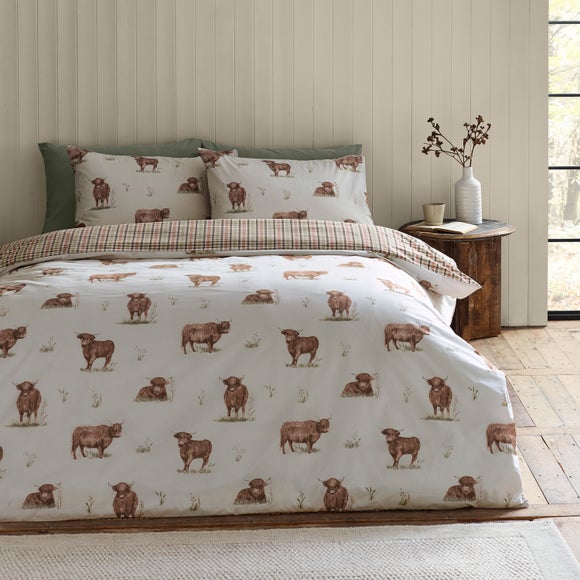 Catherine Lansfield Angus Highland Cow Polycotton Duvet Cover & Pillowcase Set