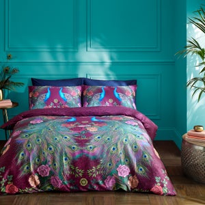 Matthew Williamson Xanadu Peacock 200 Thread Count 100 Cotton Duvet Cover & Pillowcase Set