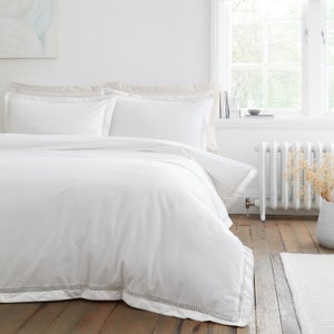 Bianca Oxford Lace Trim 200 Thread Count 100 Cotton Duvet Cover & Pillowcase Set