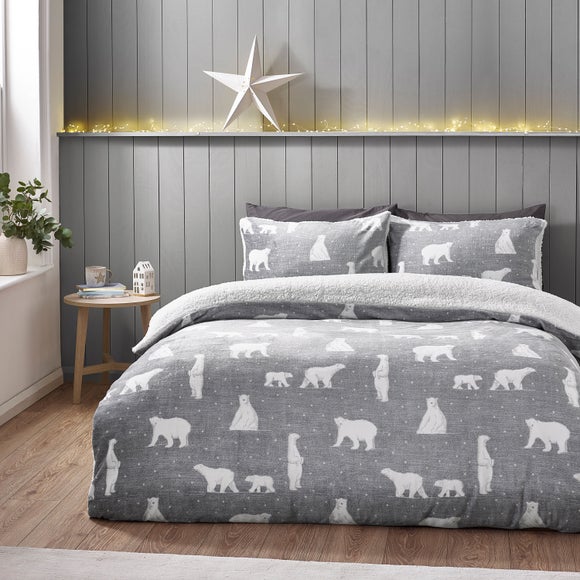 Catherine Lansfield Cosy Polar Bear Sherpa Duvet Cover & Pillowcase Set