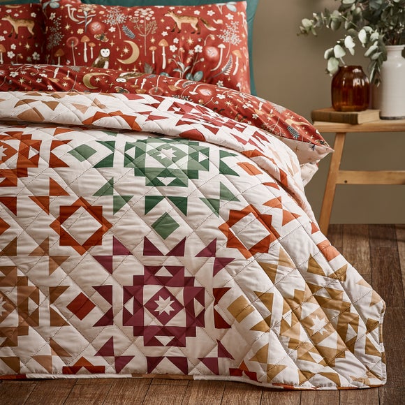 View Catherine Lansfield Autumn Patchwork Geometric Bedspread View Catherine Lansfield Autumn Patchwork Geometric Bedspread