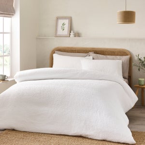 Catherine Lansfield Crinkle Seersucker Duvet Cover & Pillowcase Set