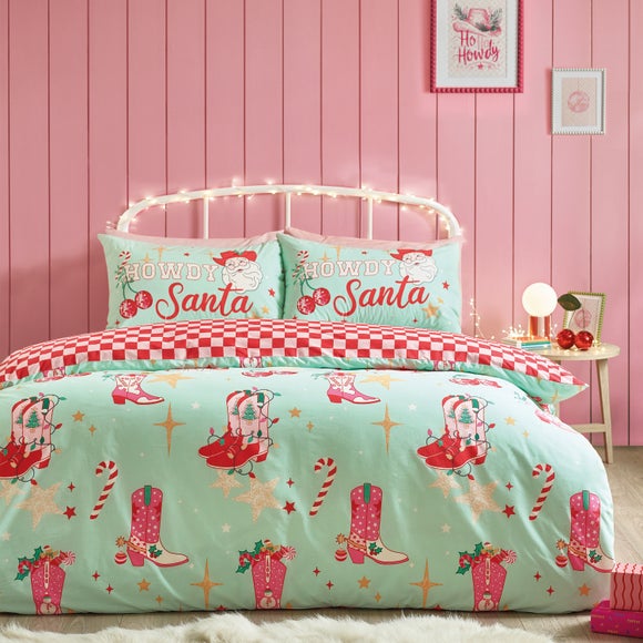 Catherine Lansfield Santa's Howdy Christmas Polycotton Duvet Cover & Pillowcase Set