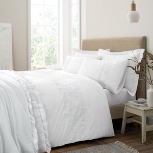 Bianca Floral Embroidery 200 Thread Count 100 Cotton Duvet Cover & Pillowcase Set