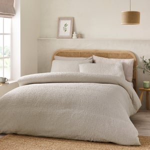 Catherine Lansfield Crinkle Seersucker Duvet Cover & Pillowcase Set