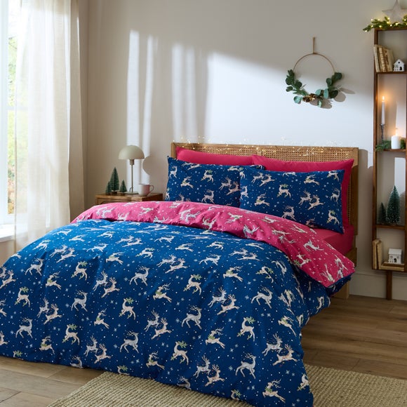 Click to view product details and reviews for Their Nibs Christmas Reindeer 100 Cotton Duvet Cover Pillowcase Set.