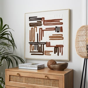 Brown Tufted Abstract Framed Canvas