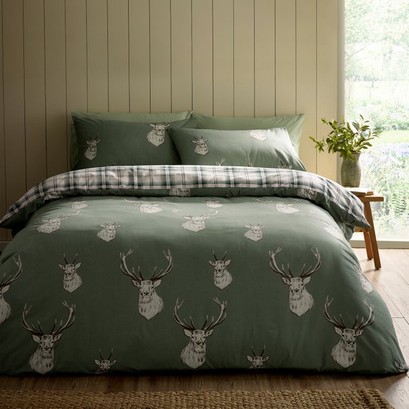 Click to view product details and reviews for Catherine Lansfield Stag Check Polycotton Duvet Cover Pillowcase Set.