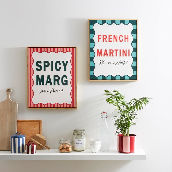 Set of 2 Cocktail Framed Canvases