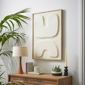 White 3d Abstract Framed Canvas