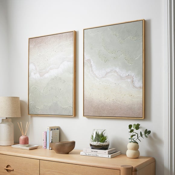 Set of 2 Green Coastal Framed Canvases
