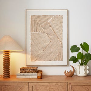 Wicker String Embroidered Framed Canvas