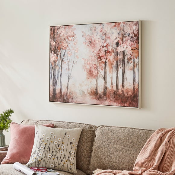 Pink Blossom Forest Framed Canvas