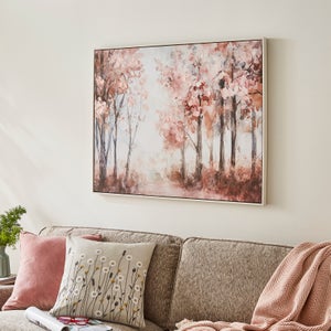 Pink Blossom Forest Framed Canvas