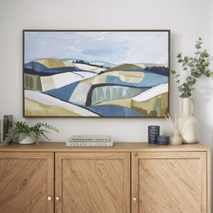 Blue Abstract Landscape Framed Canvas