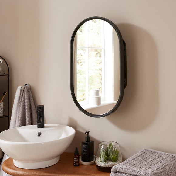 Oval Wall Mirror with Storage