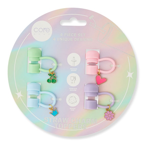 Pack of 4 Straw Toppers with Charms