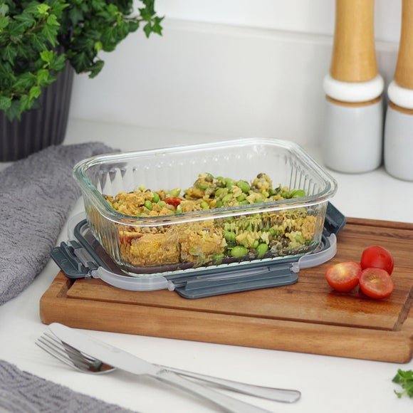 Borosilicate Glass Ribbed Storage Container