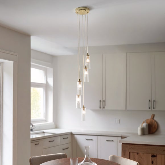 Dorma Henstone Ribbed 5 Light Adjustable Cluster Ceiling Light