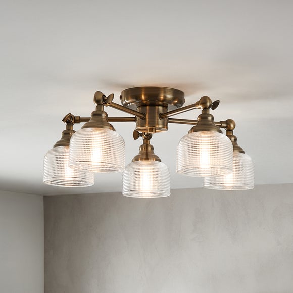 Amesbury Industrial 5 Light Adjustable Semi Flush Ceiling Light